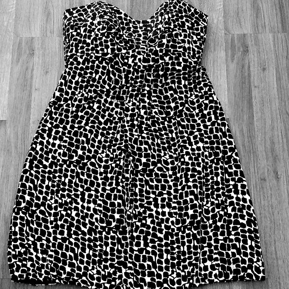 WHBM 100% silk, above-knee length, strapless dress